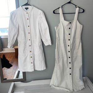 Off white and white button up dresses.  Nice thicker jean like material